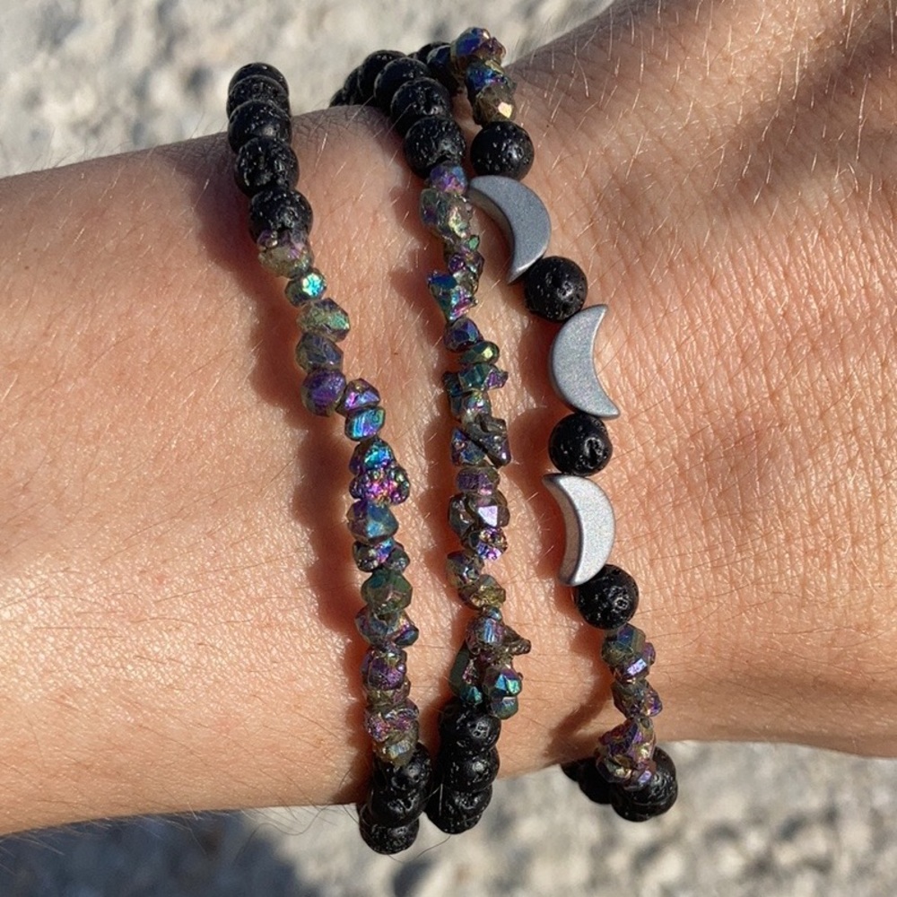 Hematite Ore Moon Stackable Bracelets